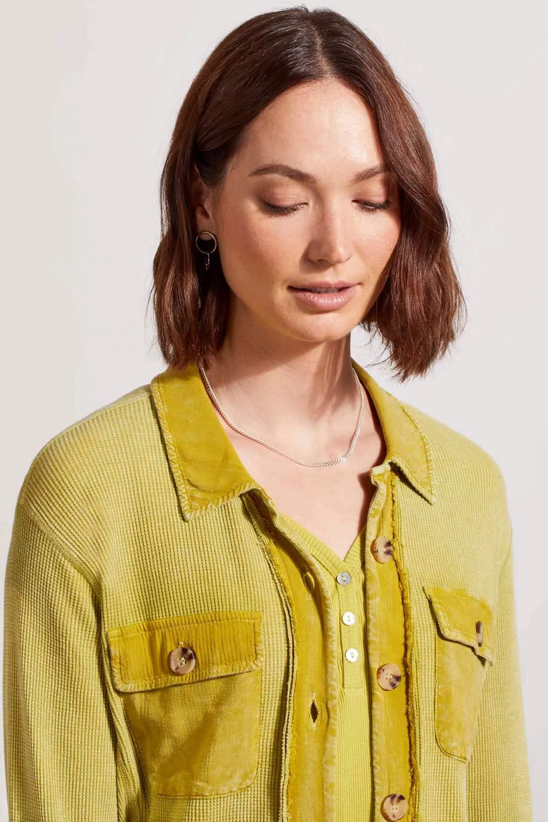 VINTAGE WASH WAFFLE SHACKET-Pear sold by Tribal product image thumbnail 3