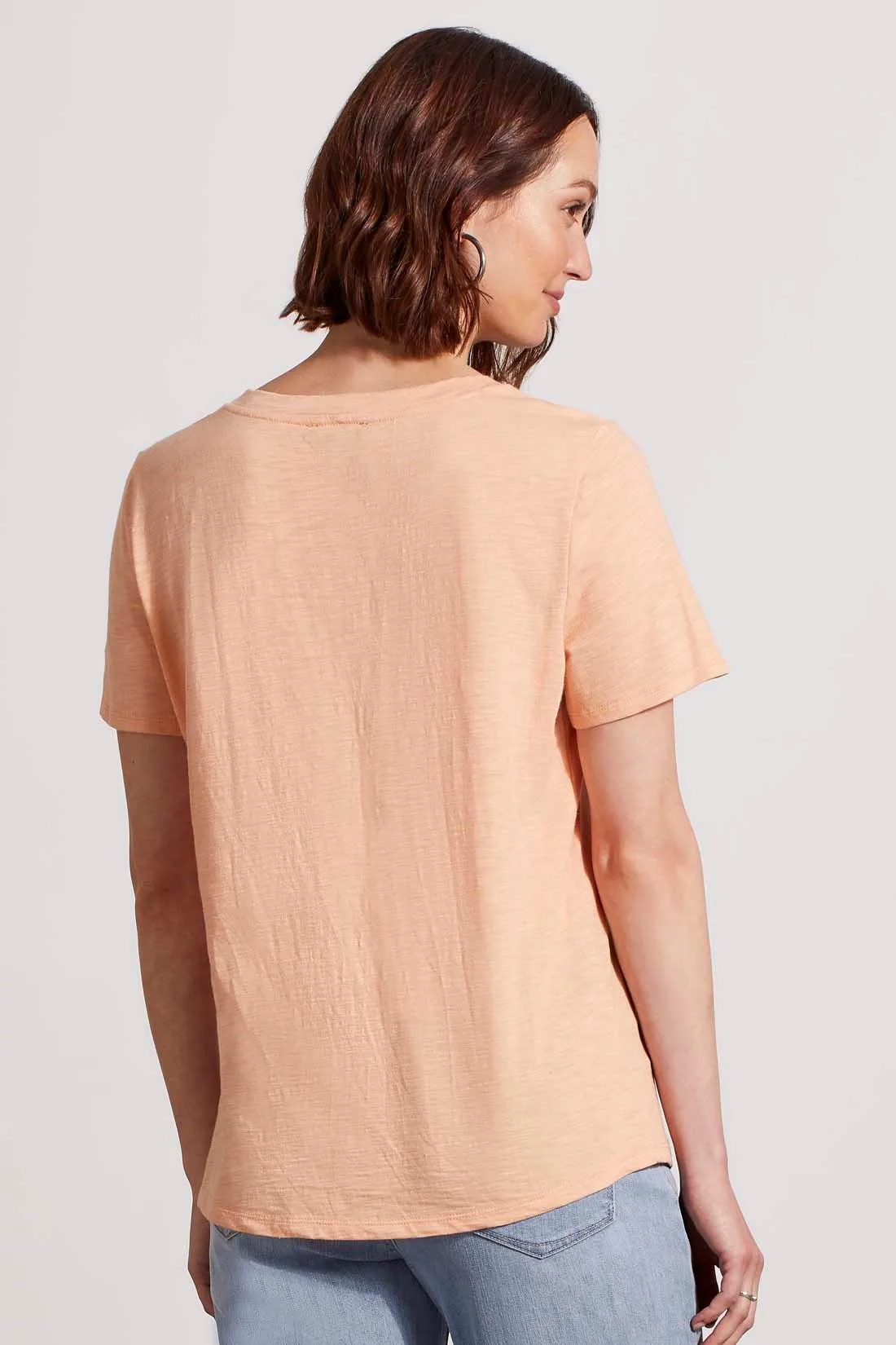 COTTON U-NECK TOP WITH SHIRRING-Peach sun sold by Tribal product image thumbnail 3