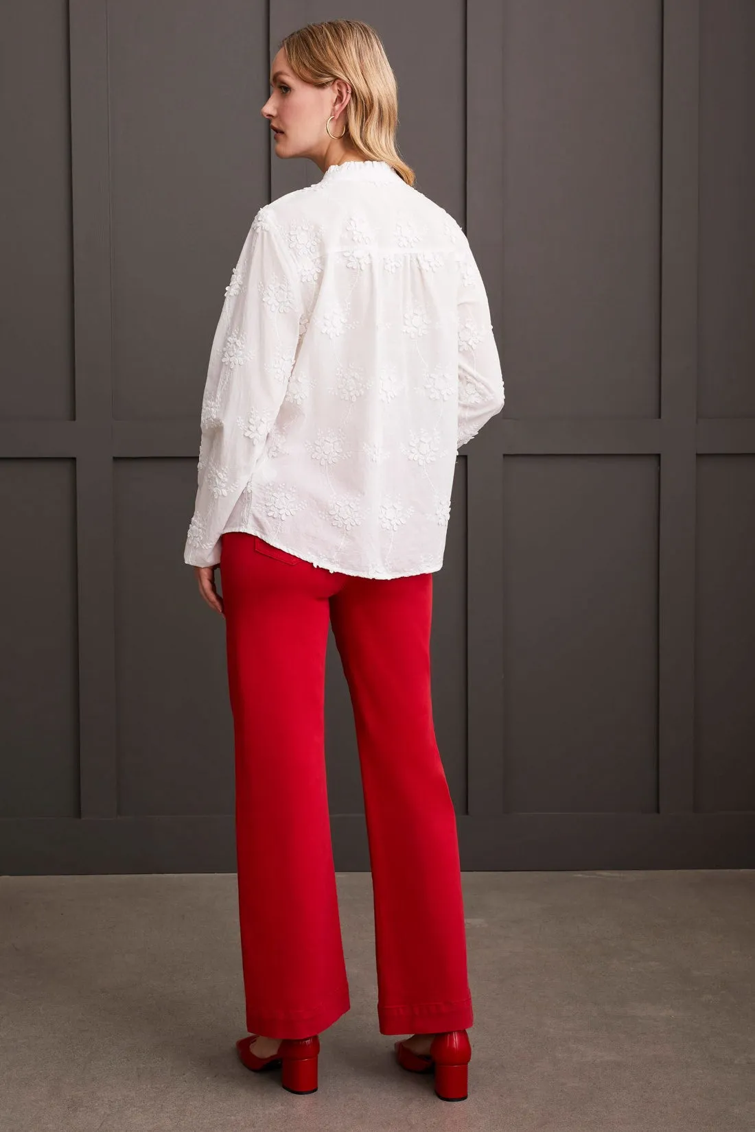 Floral Embroidered Blouse With Ruffled Collar-Cream sold by Tribal product image thumbnail 4