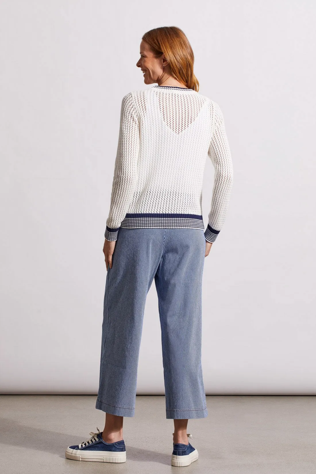 OPEN-KNIT COTTON CREWNECK SWEATER-White sold by Tribal product image thumbnail 4