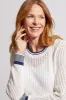 OPEN-KNIT COTTON CREWNECK SWEATER-White sold by Tribal