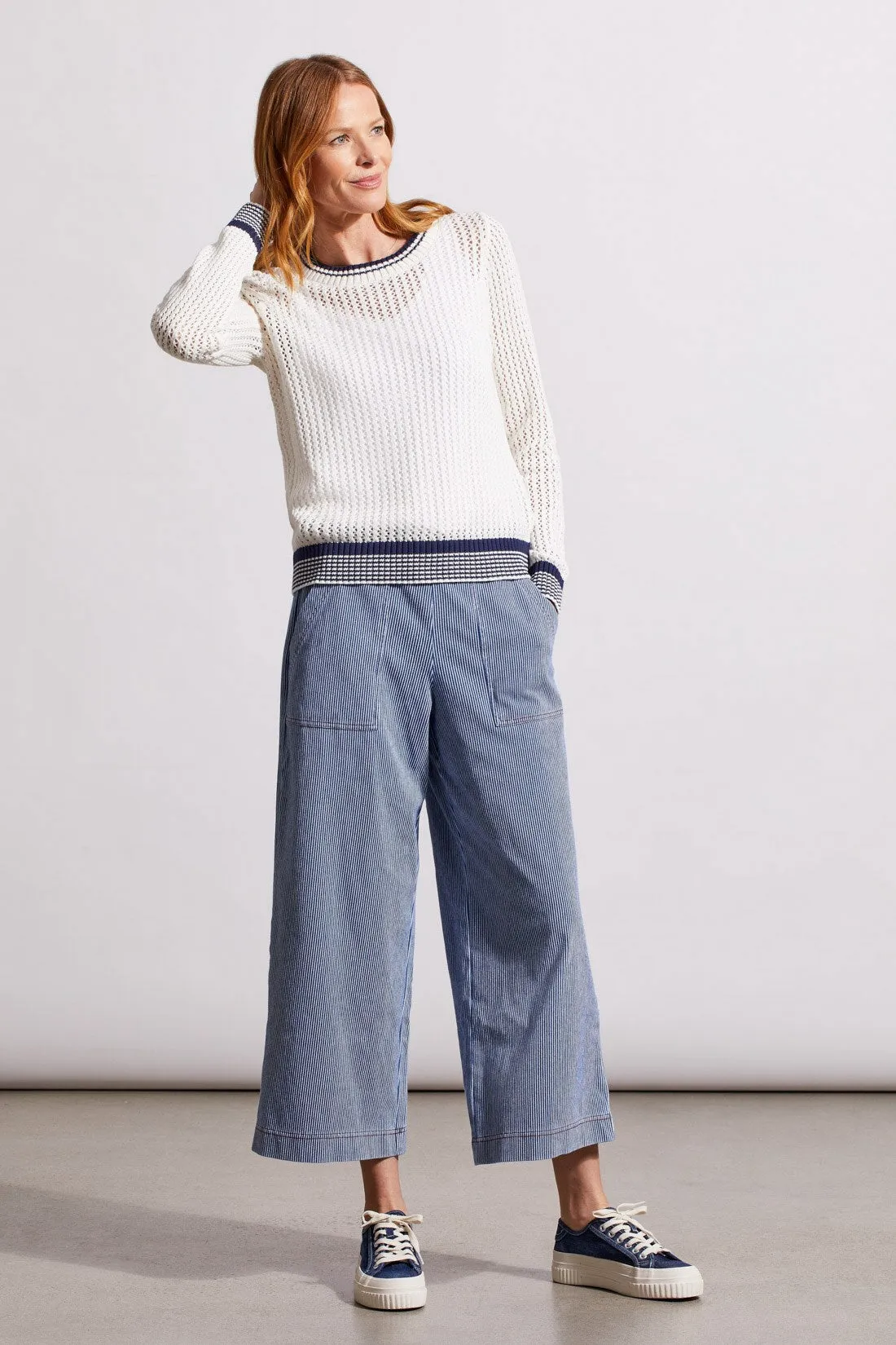 OPEN-KNIT COTTON CREWNECK SWEATER-White sold by Tribal product image thumbnail 2