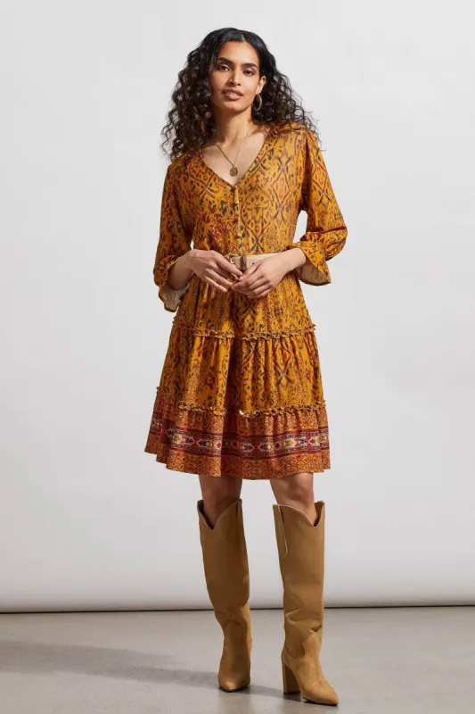 FLOWY PRINTED PEASANT DRESS-Goldleaf sold by Tribal