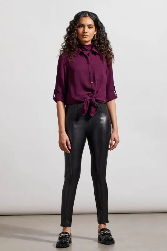 FAUX LEATHER COMBO LEGGINGS-Black sold by Tribal