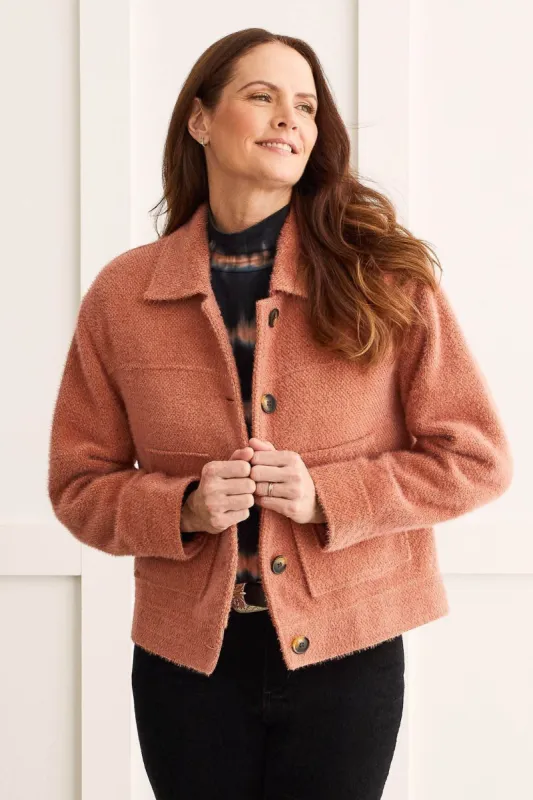 BOUCLE BUTTON-UP JACKET-Copper sold by Tribal