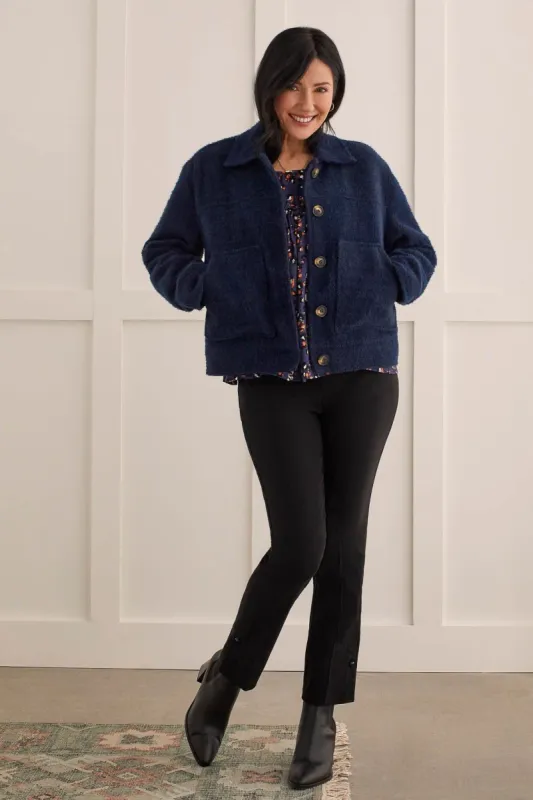 BOUCLE BUTTON-UP JACKET-Sapphire sold by Tribal