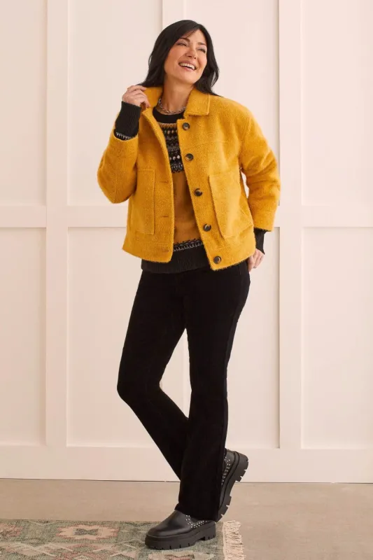 BOUCLE BUTTON-UP JACKET-Marigold sold by Tribal