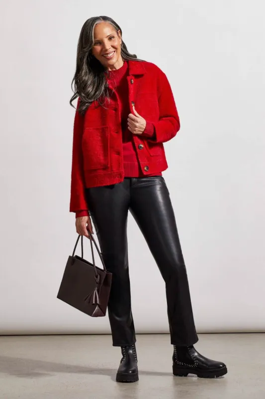 BOUCLE BUTTON-UP JACKET-Earth red sold by Tribal