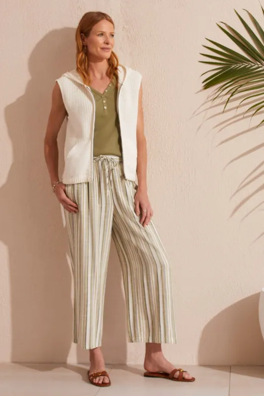 LINEN BLEND STRIPED FLOWY PANTS-Cactus sold by Tribal