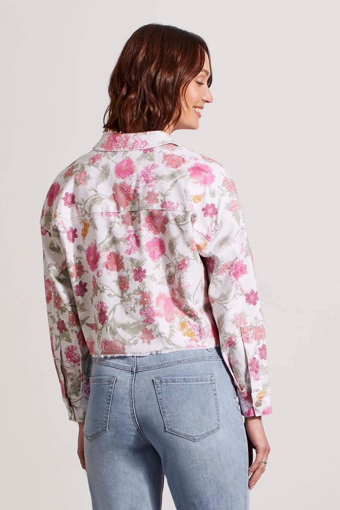 PRINTED DENIM WAIST LENGTH SUMMER SHAKET-Daiquiri sold by Tribal product image thumbnail 4