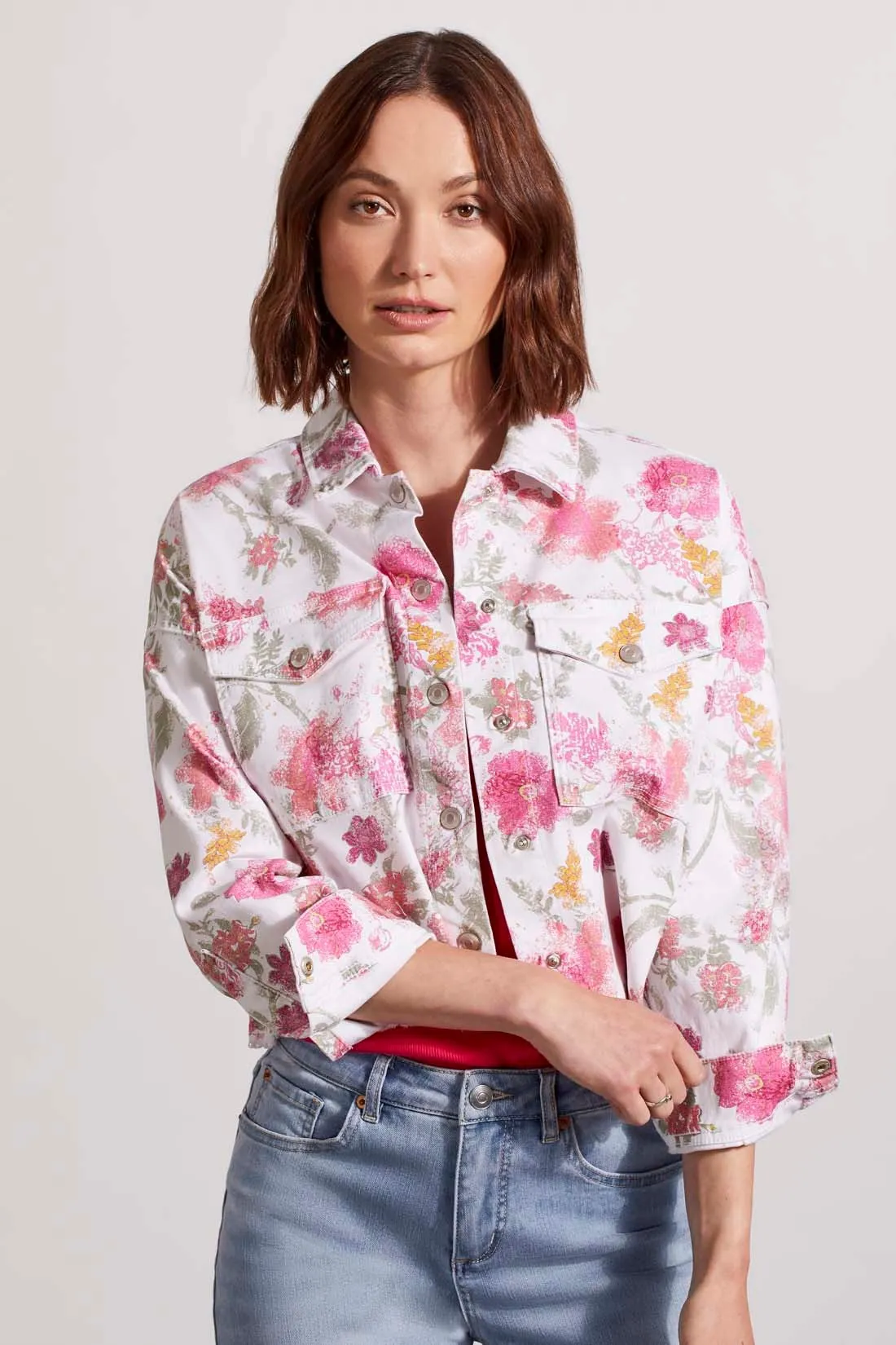 PRINTED DENIM WAIST LENGTH SUMMER SHAKET-Daiquiri sold by Tribal product image thumbnail 2