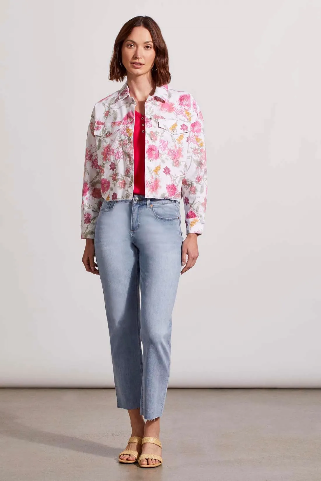 PRINTED DENIM WAIST LENGTH SUMMER SHAKET-Daiquiri sold by Tribal product image thumbnail 3