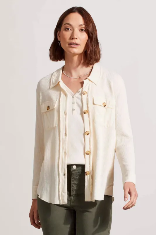 VINTAGE WASH WAFFLE SHACKET-Sandust sold by Tribal