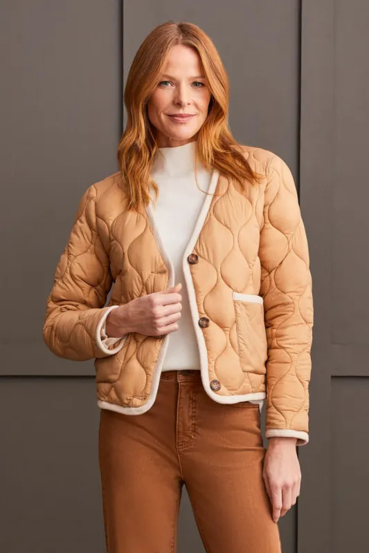 Lightweight Quilted Puffer Jacket-Tan sold by Tribal