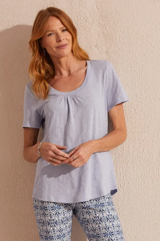 COTTON U-NECK TOP WITH SHIRRING-Zenblue sold by Tribal