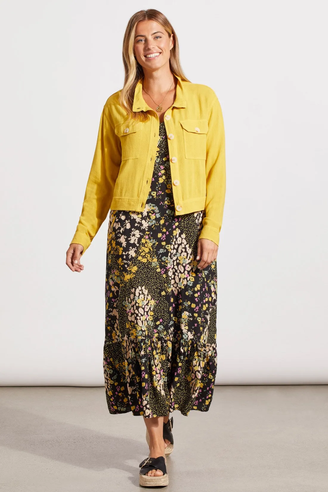 LINEN BLEND JACKET WITH POCKETS-Limoncello sold by Tribal