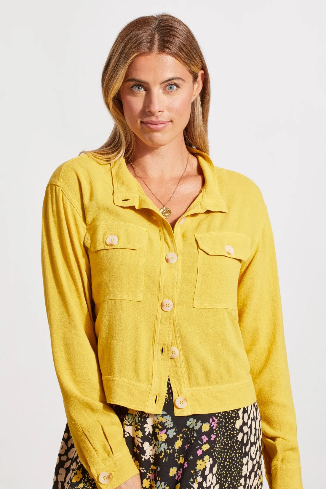 LINEN BLEND JACKET WITH POCKETS-Limoncello sold by Tribal product image thumbnail 3