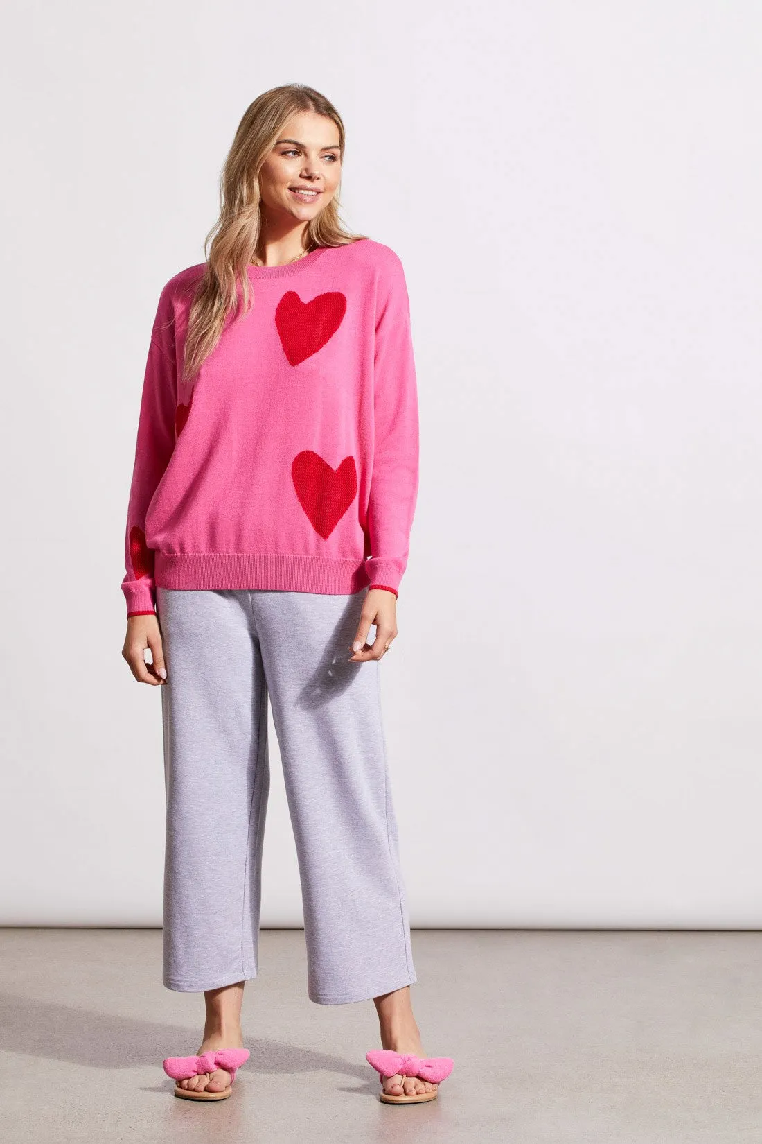 POINTELLE HEART CREWNECK SWEATER-Hi pink sold by Tribal product image thumbnail 2