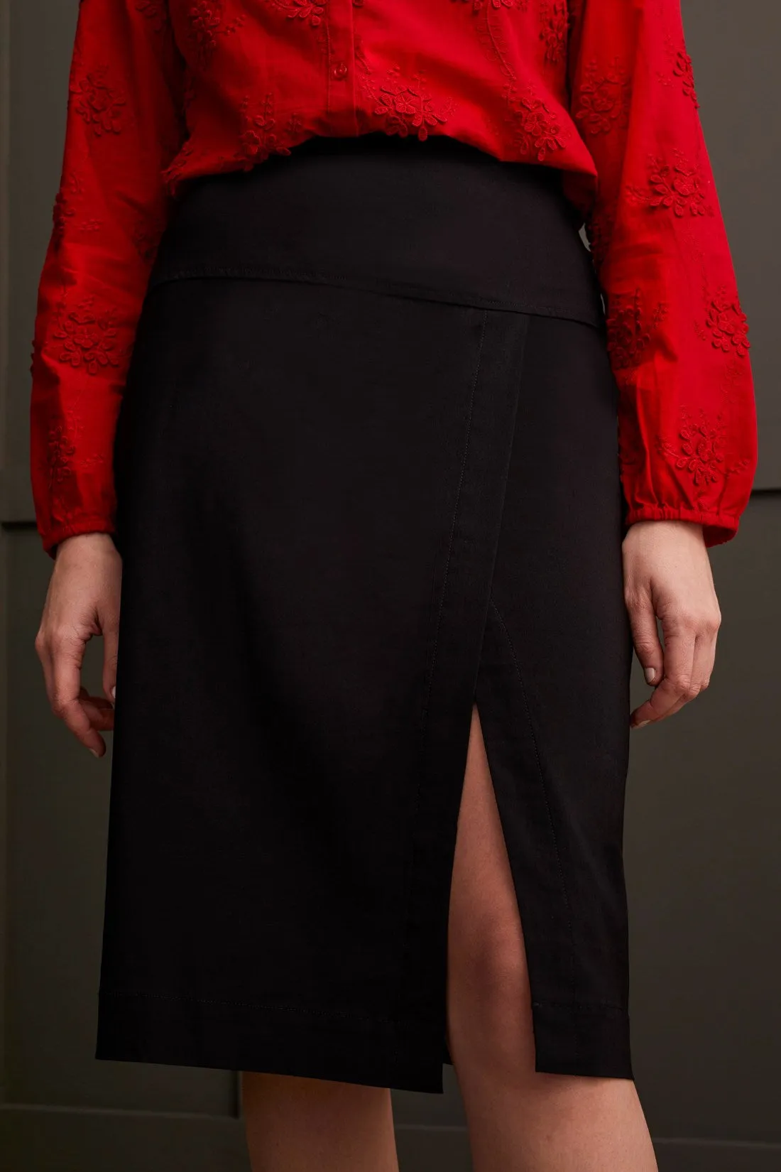 FLORAL EMBROIDERED BLOUSE WITH RUFFLED COLLAR-Scarlet sold by Tribal product image thumbnail 4