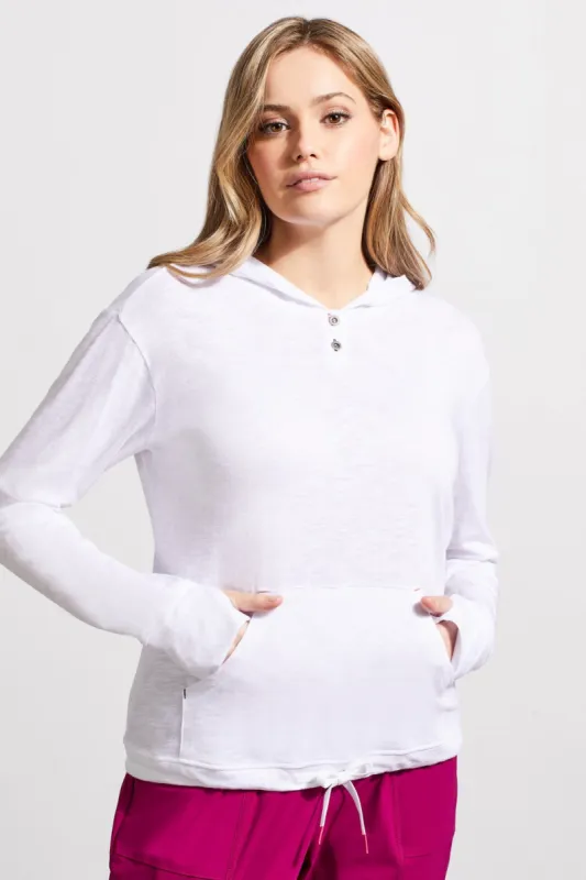 Hooded Top With Kangaroo Pocket-White sold by Tribal