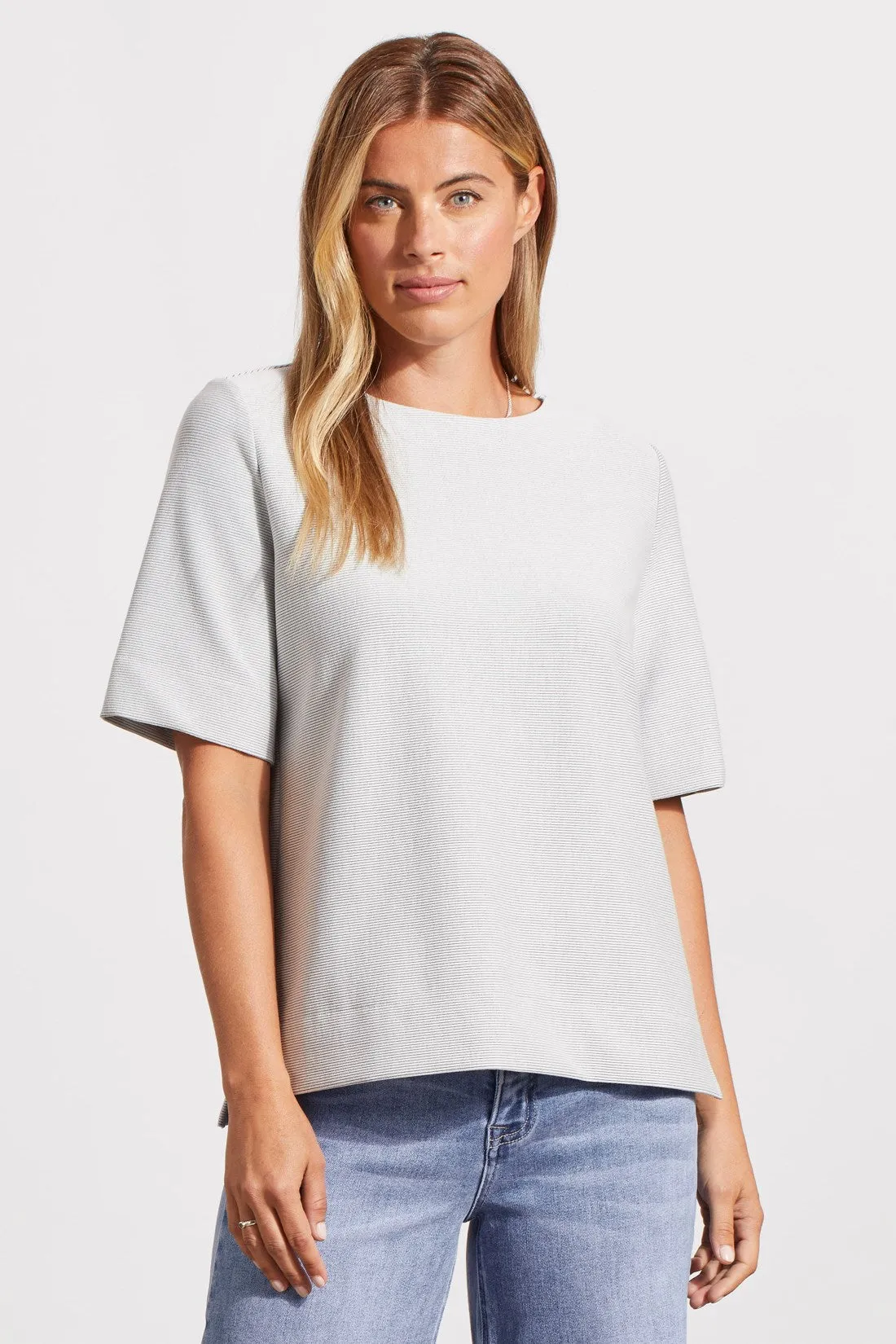 BOAT NECK TOP WITH ELBOW SLEEVE-Ebony sold by Tribal