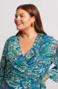 PRINTED WRAP TOP WITH BELL SLEEVES-Oceanside sold by Tribal