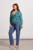 PRINTED WRAP TOP WITH BELL SLEEVES-Oceanside sold by Tribal