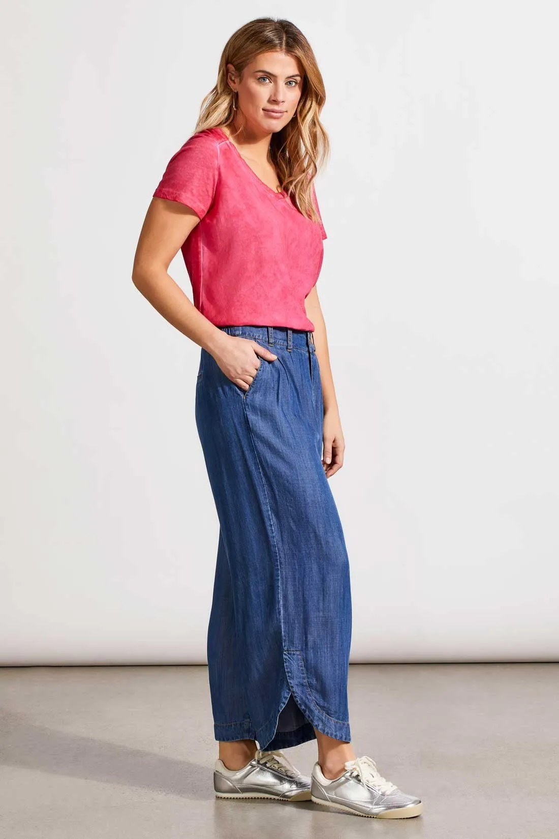 Flowy Pleated Pant With Tulip Hem-Dk. Chambray sold by Tribal product image thumbnail 4