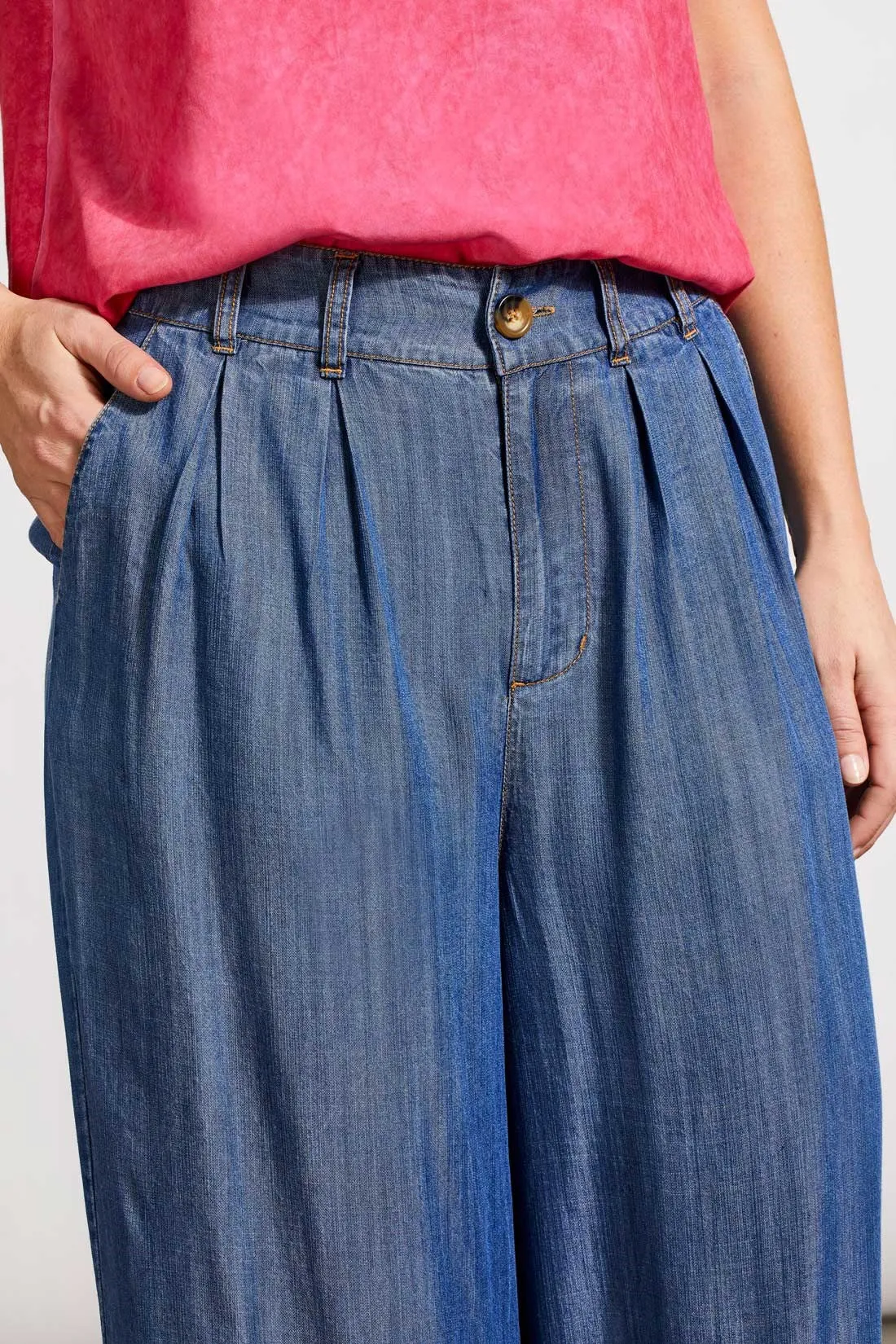 Flowy Pleated Pant With Tulip Hem-Dk. Chambray sold by Tribal product image thumbnail 2