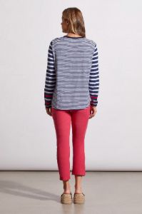 COTTON LONG SLEEVE TOP WITH CURVED HEM-Jet blue sold by Tribal