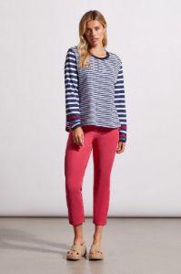 COTTON LONG SLEEVE TOP WITH CURVED HEM-Jet blue sold by Tribal