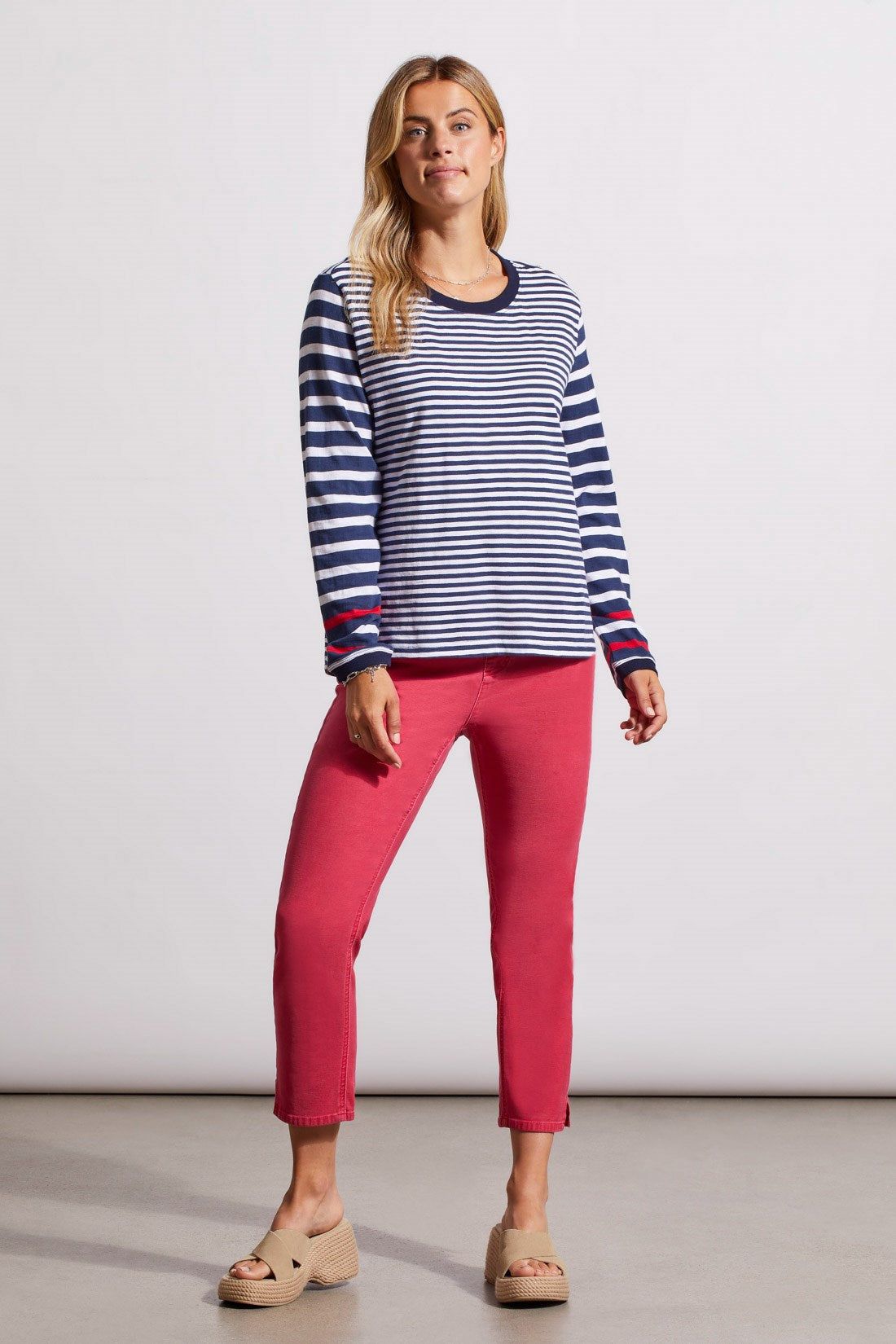 COTTON LONG SLEEVE TOP WITH CURVED HEM-Jet blue sold by Tribal product image thumbnail 2