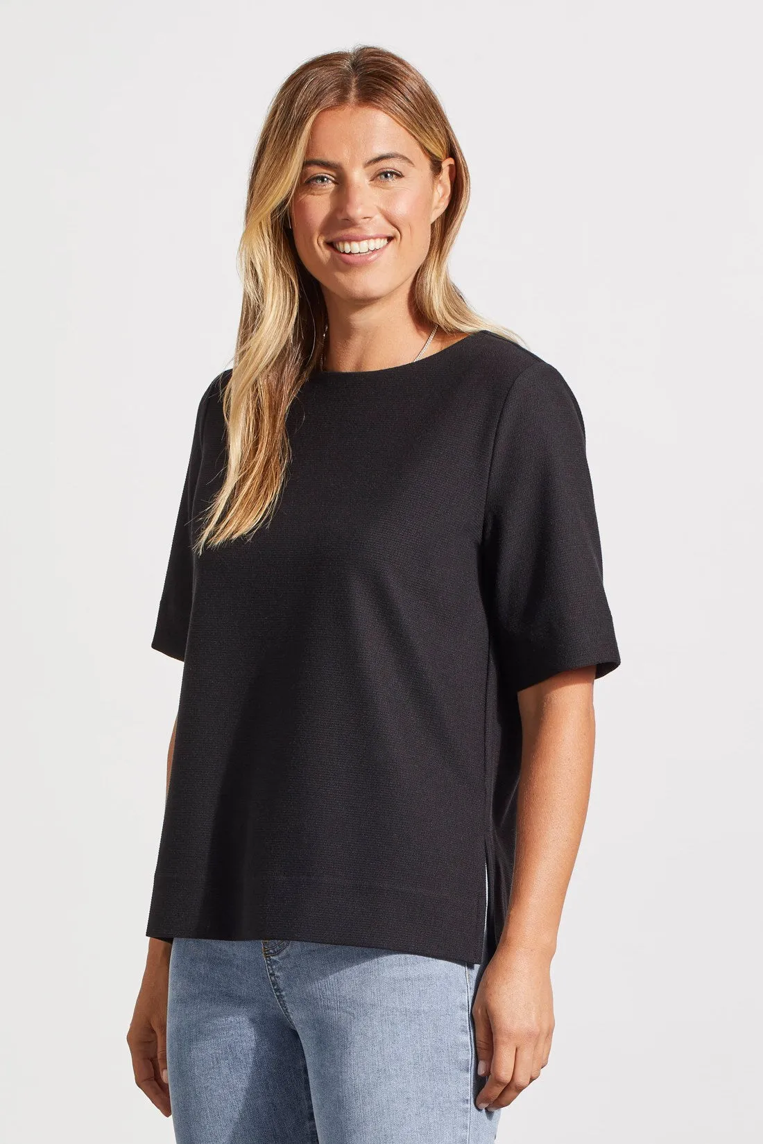 BOAT NECK TOP WITH ELBOW SLEEVE-Black sold by Tribal product image thumbnail 2