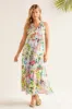 TIERED PRINTED SLEEVELESS DRESS-Sea salt sold by Tribal