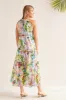 TIERED PRINTED SLEEVELESS DRESS-Sea salt sold by Tribal
