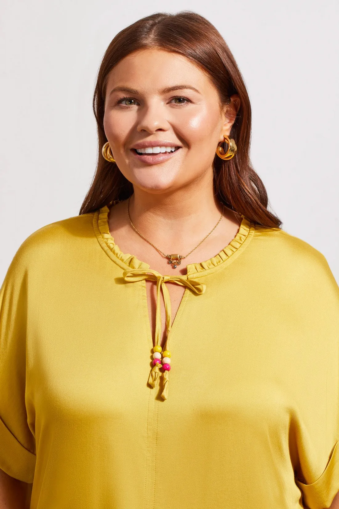 FLOWY NOTCH NECK TOP WITH PLEATING-Limoncello sold by Tribal product image thumbnail 3