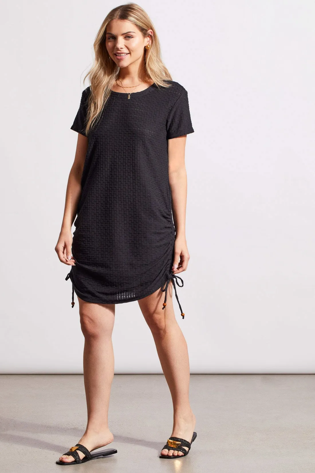 SHORT SLEEVE DRESS WITH SIDE RUCHING-Black sold by Tribal product image thumbnail 2