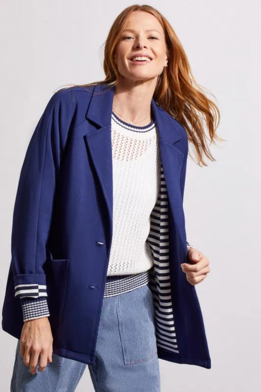NAUTICAL STRETCH KNIT BLAZER-Jet blue sold by Tribal