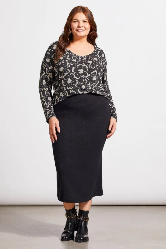 Melange Knit Top With Shirring Details-Black sold by Tribal