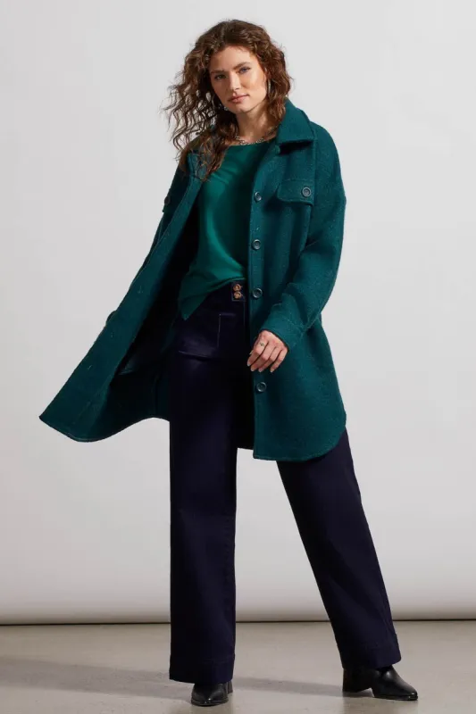 BOILED WOOL JACKET WITH POCKETS-Forest sold by Tribal