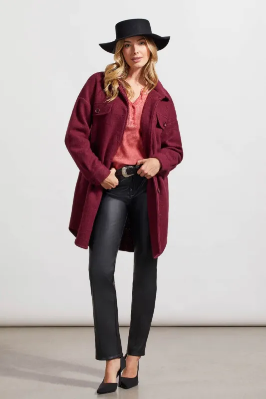 BOILED WOOL JACKET WITH POCKETS-Redwine sold by Tribal