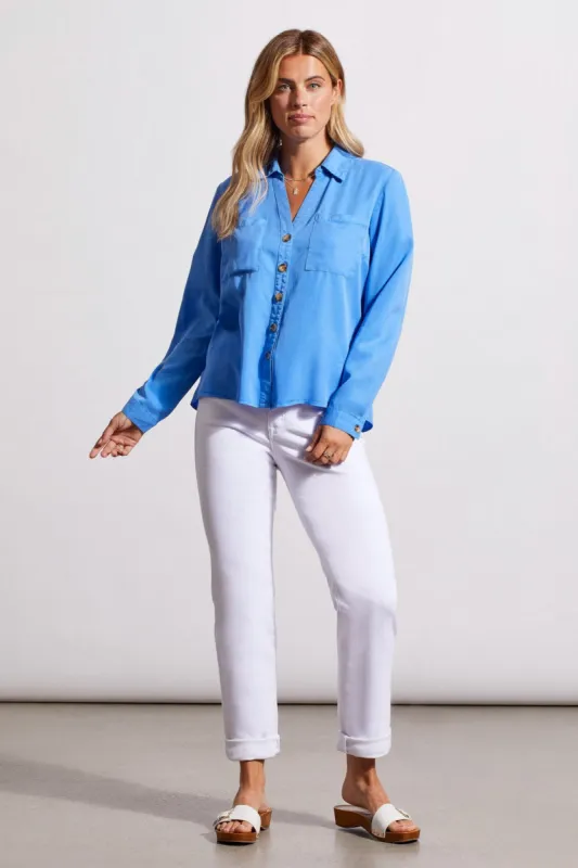 LONG SLEEVE BUTTON-UP BLOUSE-Bluestar sold by Tribal