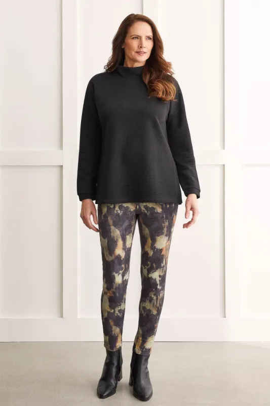 PULL-ON STRETCH FAUX SUEDE PANTS-Black sold by Tribal