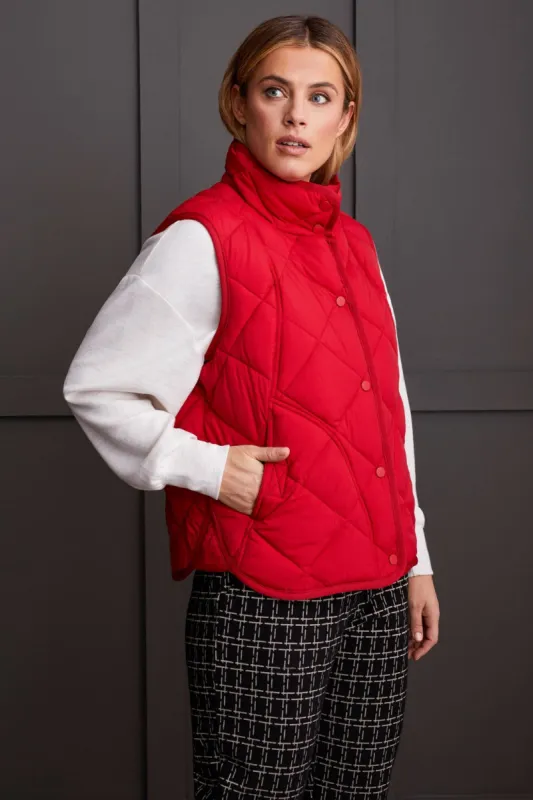 QUILTED A-LINE PUFFER VEST-Scarlet sold by Tribal