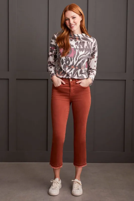 SOPHIA CURVY MICRO FLARE JEANS-Marsala sold by Tribal