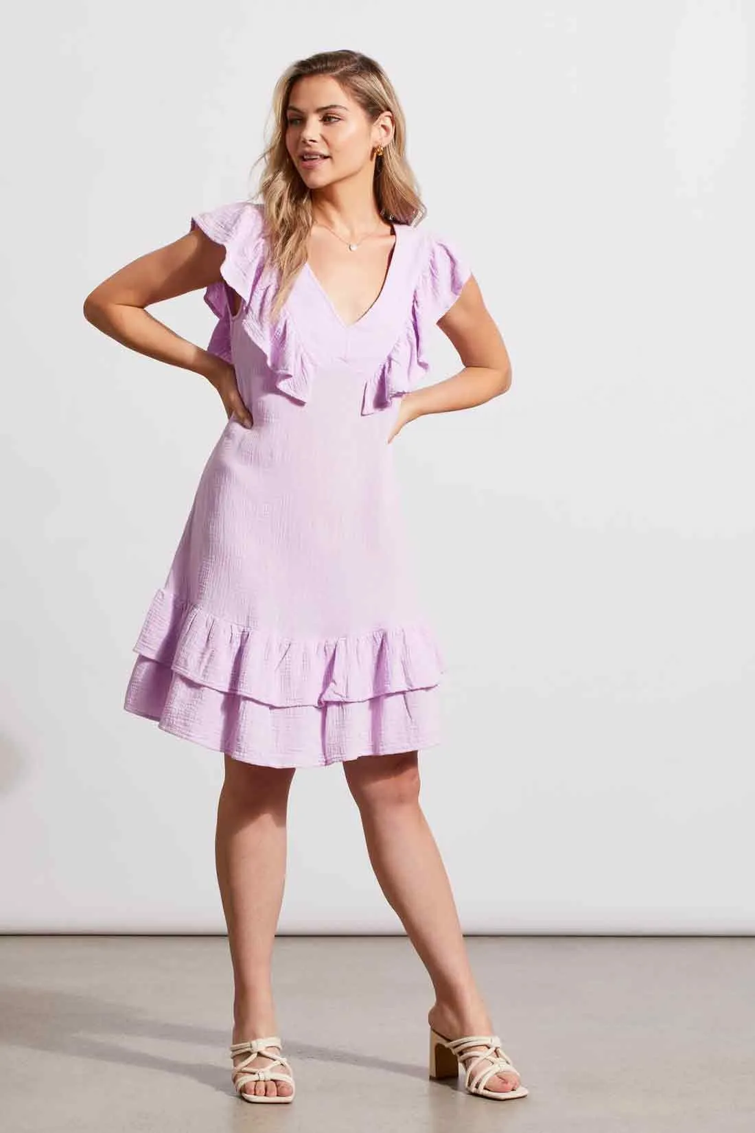 COTTON GAUZE FITTED DRESS WITH FRILLS-Iris sold by Tribal product image thumbnail 2