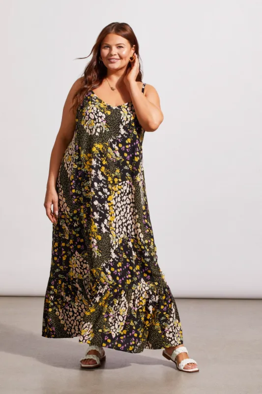 PRINTED MAXI DRESS WITH BOTTOM FRILL-Limoncello sold by Tribal
