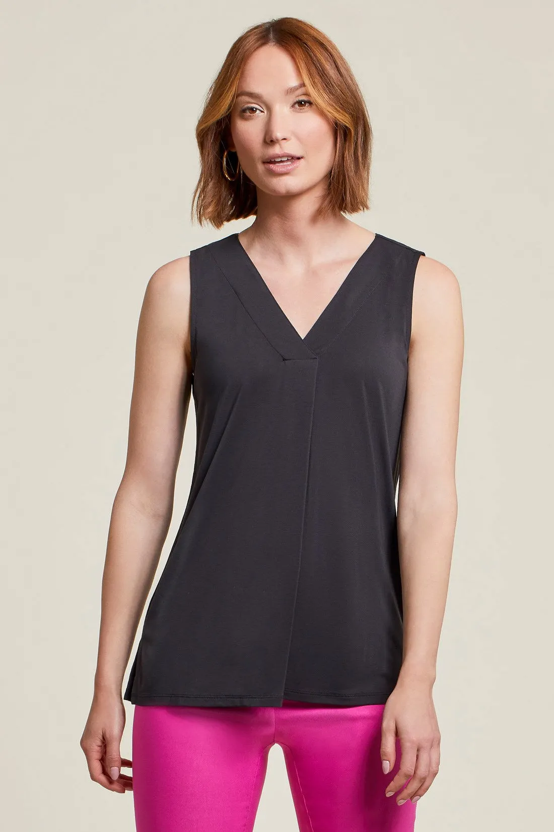 PLEATED SLEEVELESS MODAL TOP-Black sold by Tribal