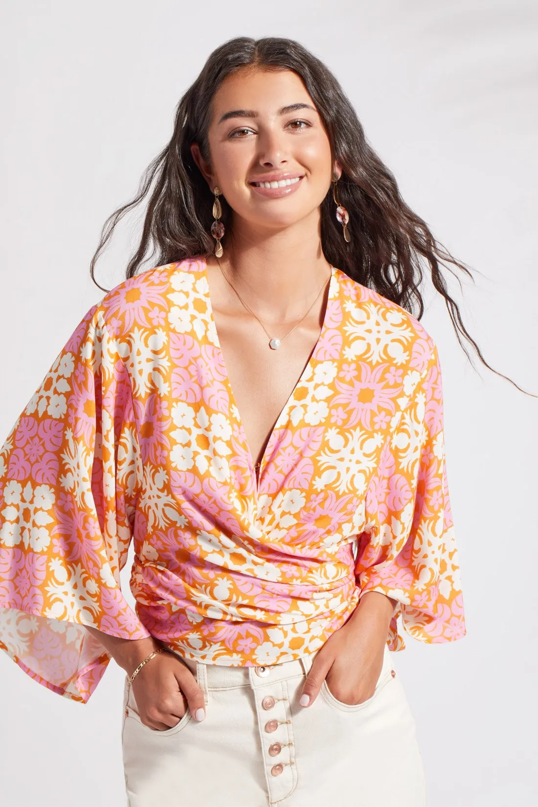 PRINTED KIMONO TOP WITH FRONT TIE-Tuvalu sold by Tribal product image thumbnail 3