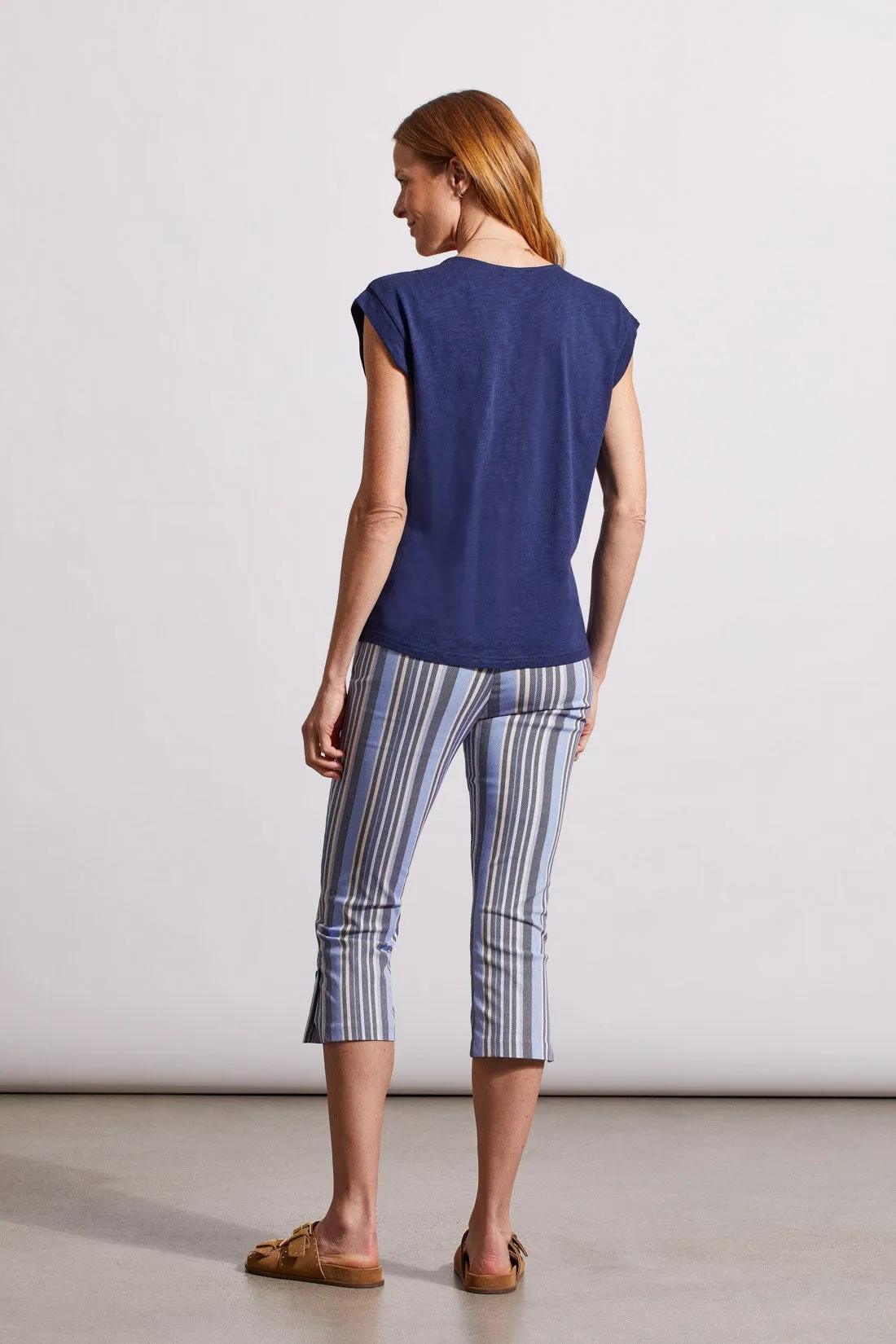 SLEEVELESS V-NECK TOP WITH RUCHING-Jet blue sold by Tribal product image thumbnail 4